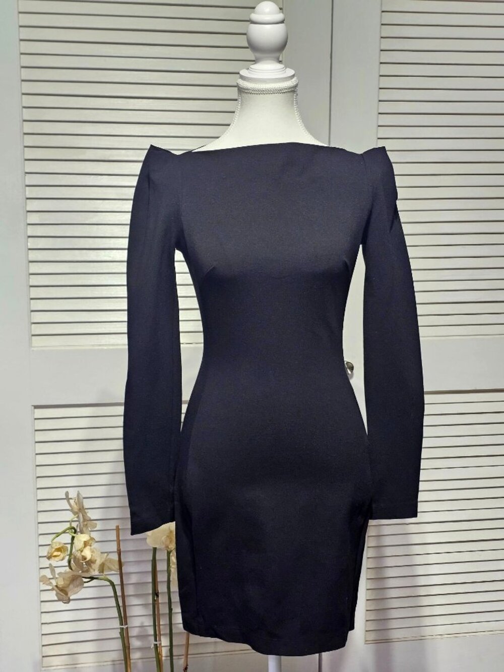 Vintage Plein Sud Jeanius Womens Black Long Sleeve Bodycon Mini Dress Sz 6 3661